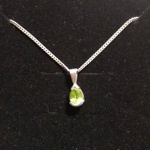 Sterling Silver Peridot Teardrop Necklace